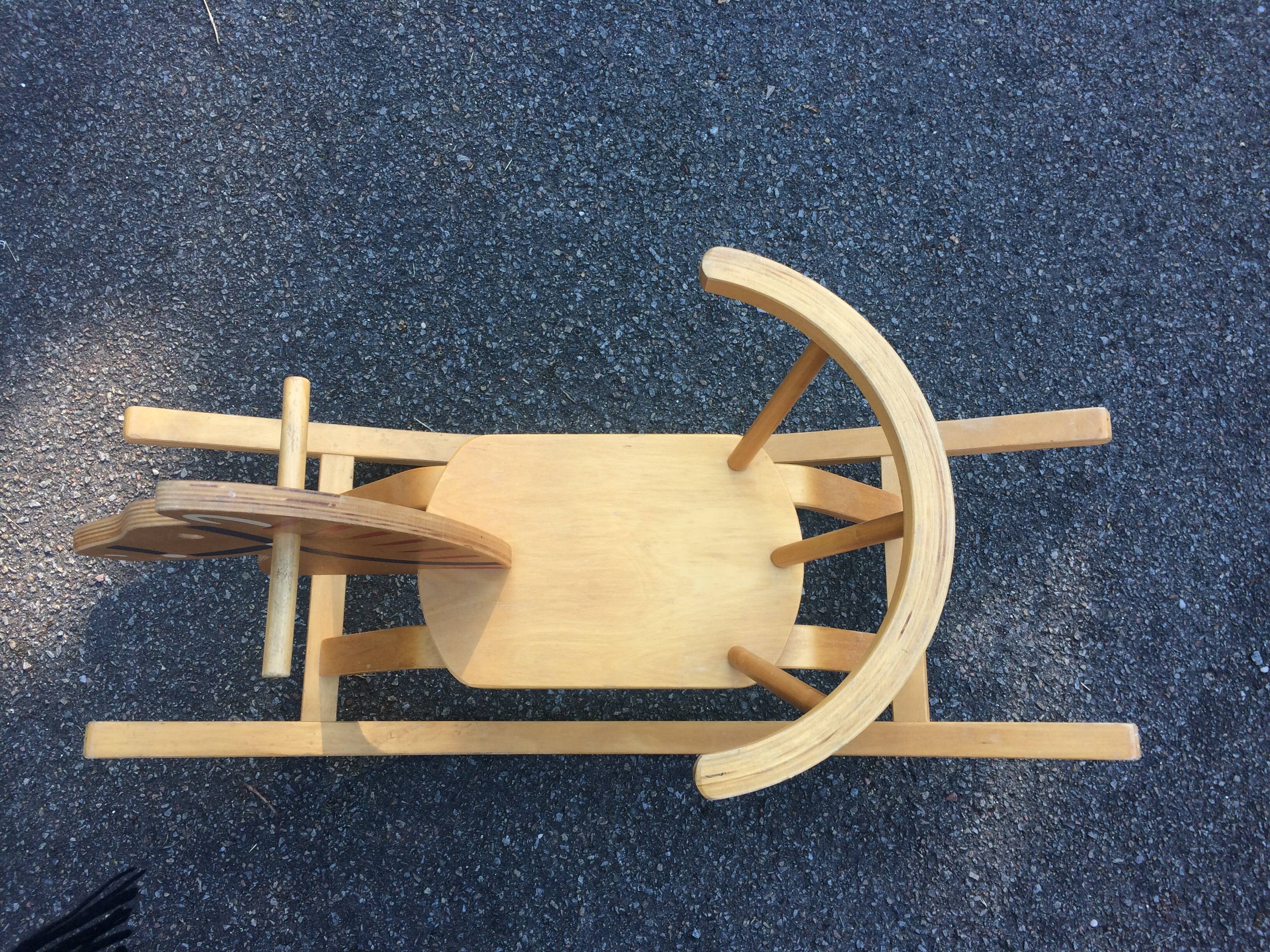 Wooden rocking horse. 1970s