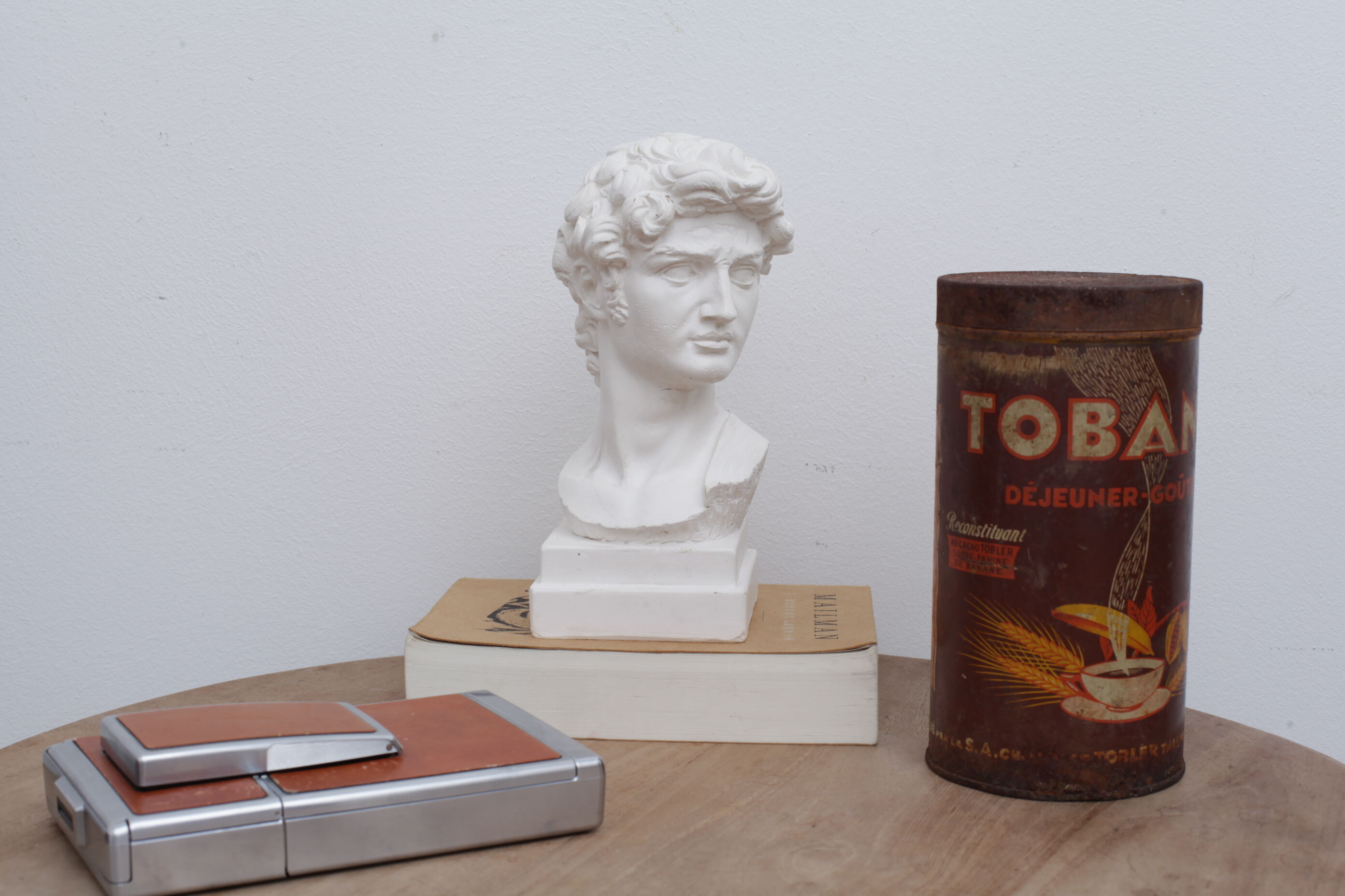 David head in waxed white plaster