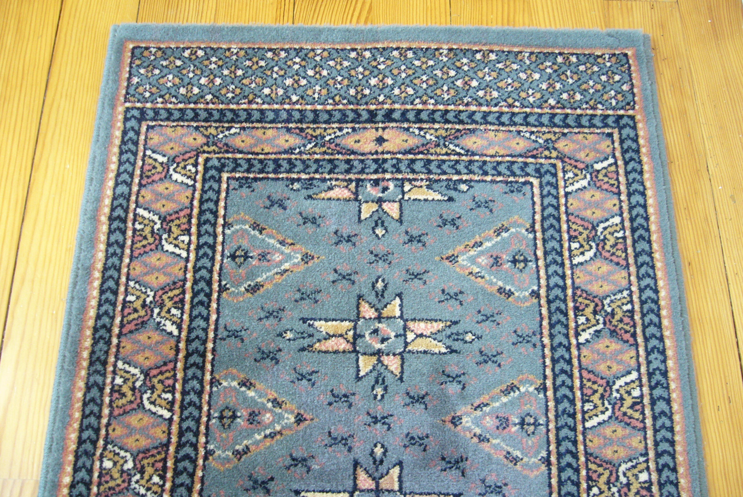Wool carpet 60 x 120 blue with stars