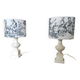 Alabaster and toile de jouy lamp