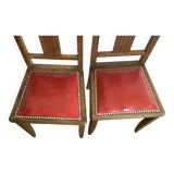 Set of 2 vintage red wooden chairs