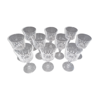10 verres à vin modéle St Germain, cristal d'Arques