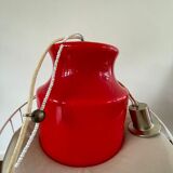 Lampe en verre rouge intérieur opaline vintage unique