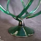 Centerpiece cup on twisted legs, blue and green color