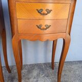 Pair of bedside cherry and bronze