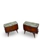 Tables de chevet plaquées en palissandre avec plateau en onyx vert