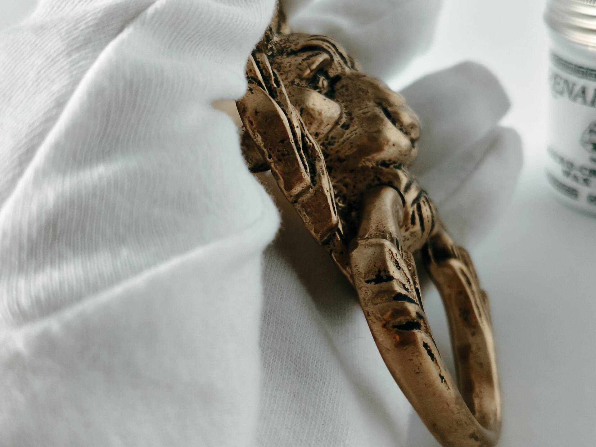 Lion Head Door Knocker in Solid Brass, Antique Door Handle
