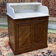 Toilet furniture in pitch pine and marble top - 30s