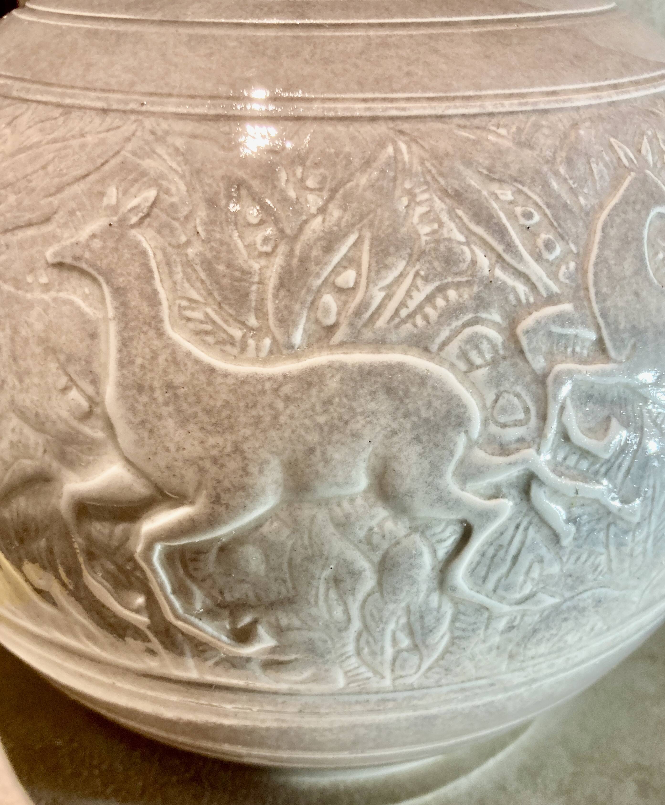 Large art deco ceramic vase by juliette mazaudois signed on the bottom