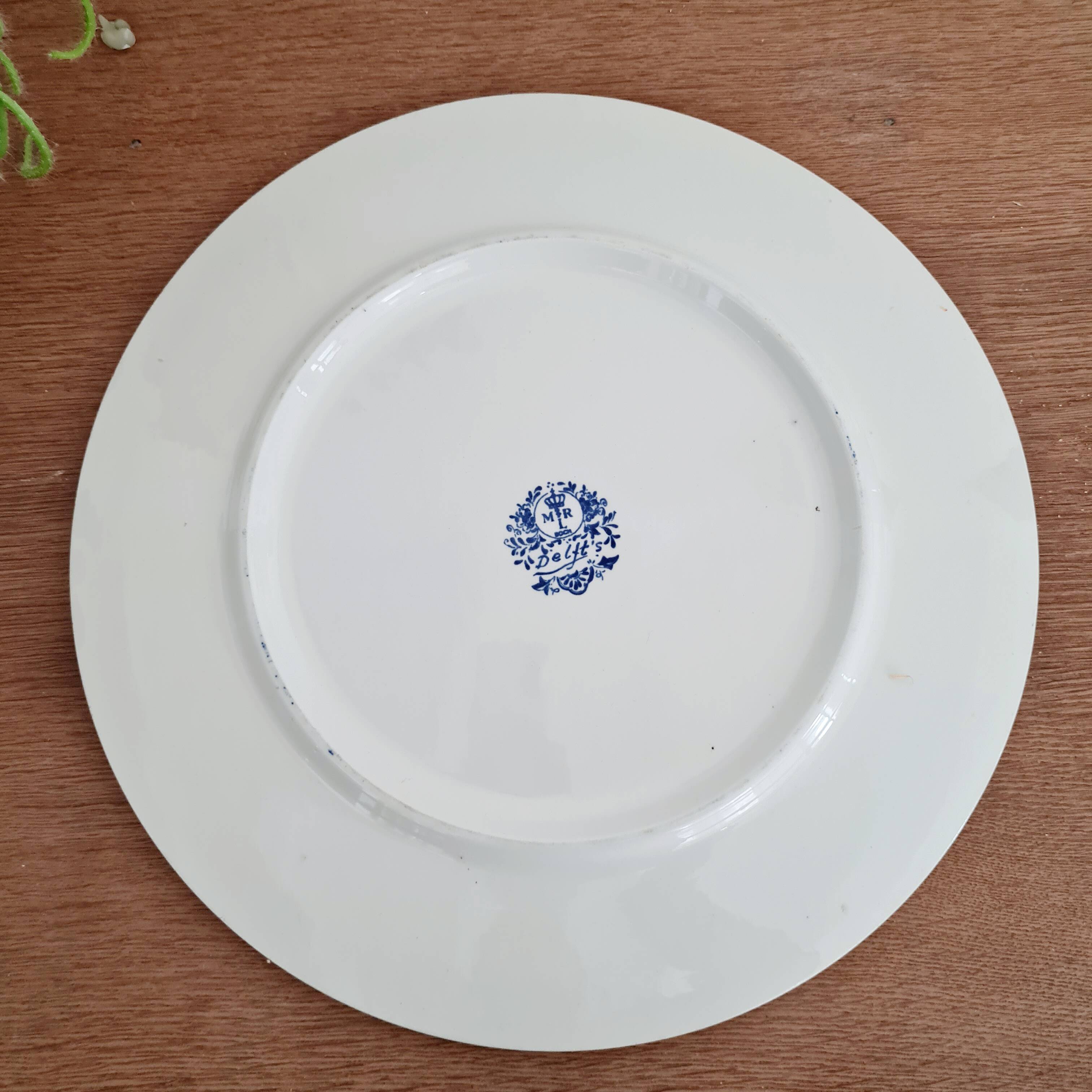 Large white porcelain dish with blue design