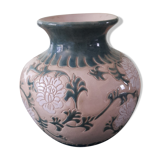 Vase en faïence art deco émaux craquelés circa 1930, signature à identifier