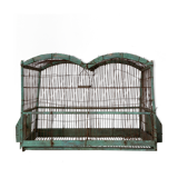 Cage ancienne verte en bois