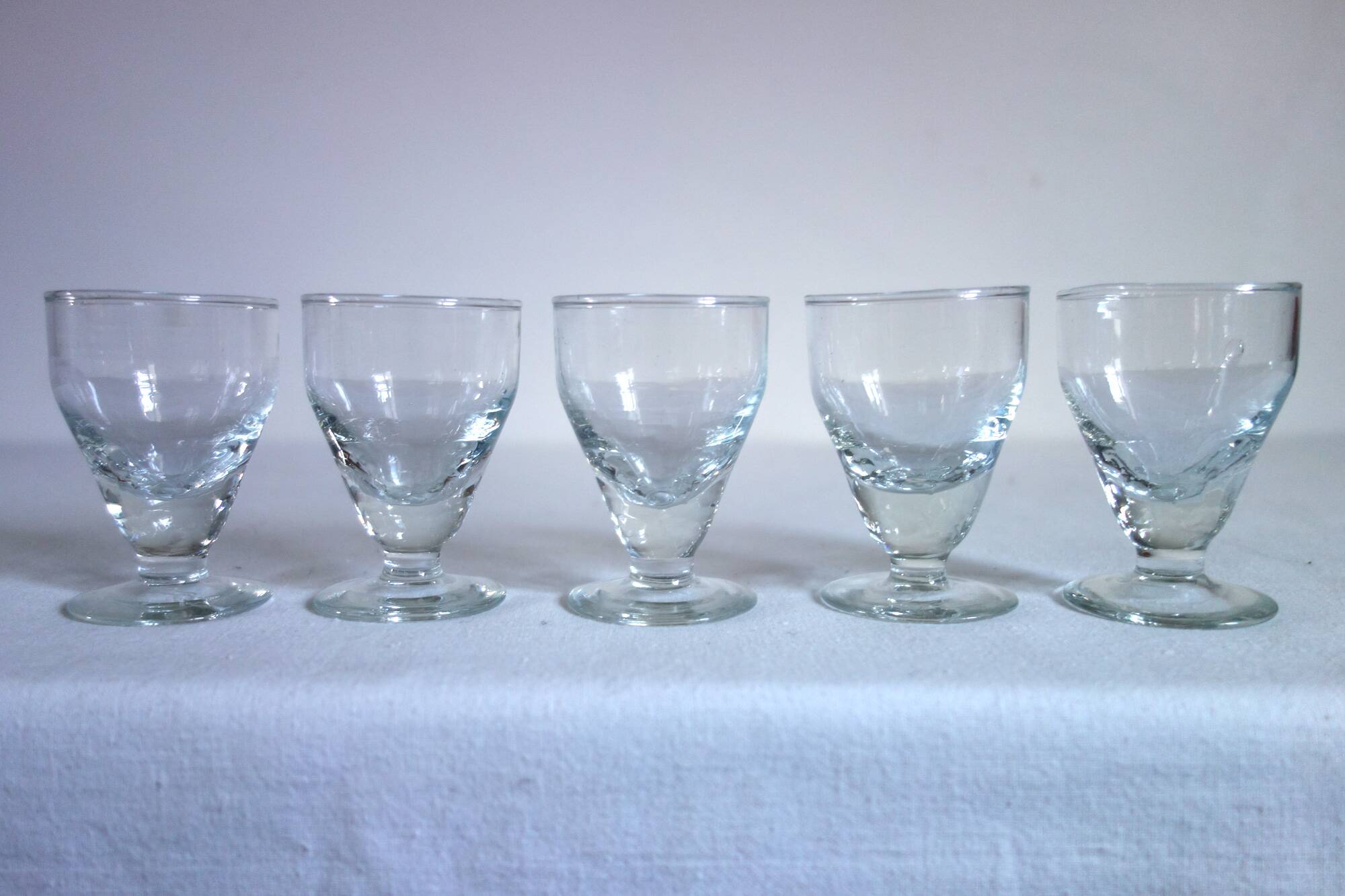5 small antique absinthe glasses