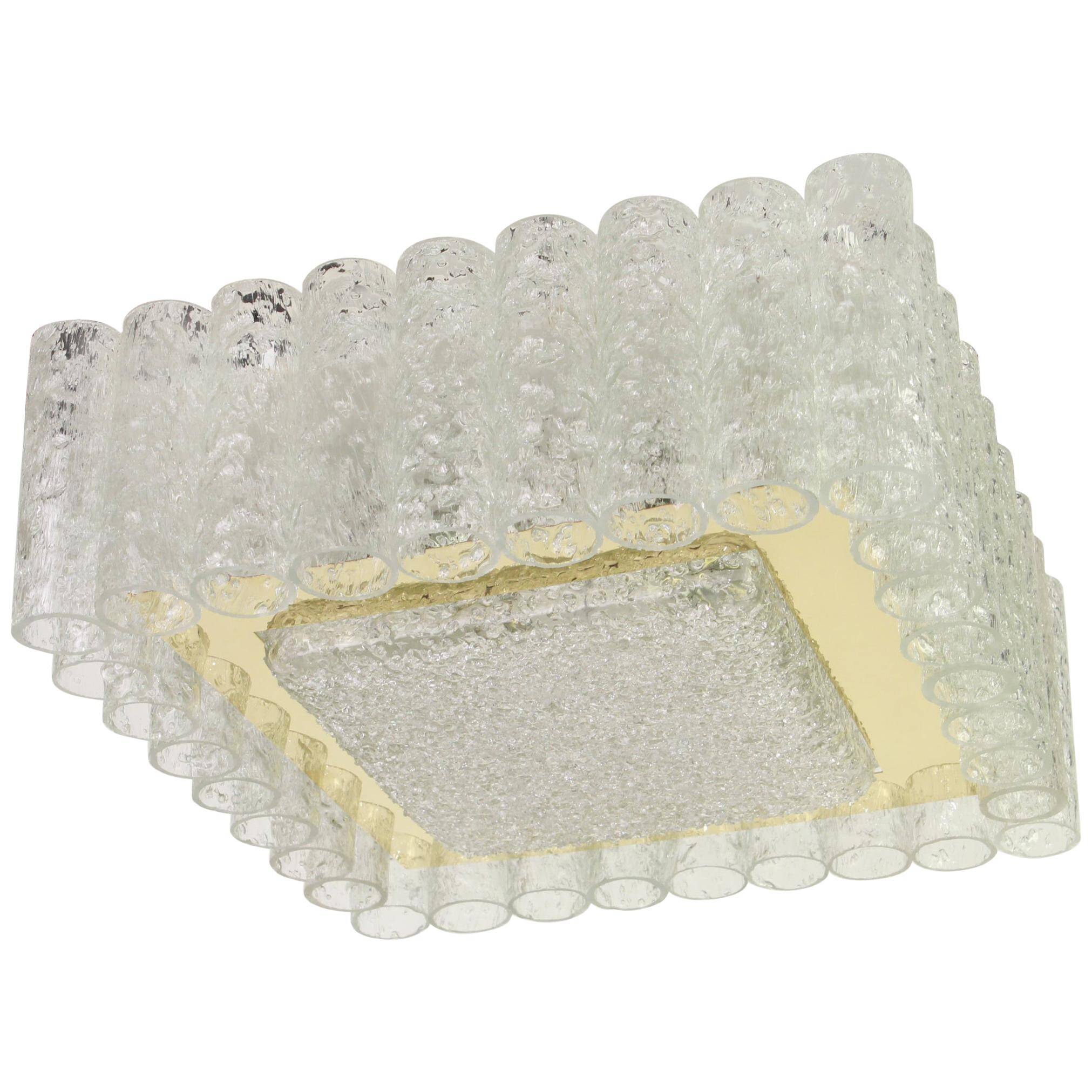 Superb ceiling light made of frosted Murano glass tubes by Doria, Germany, 1960s.