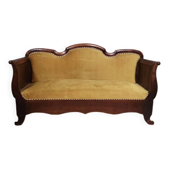 Antique Louis Philippe period solid walnut sofa