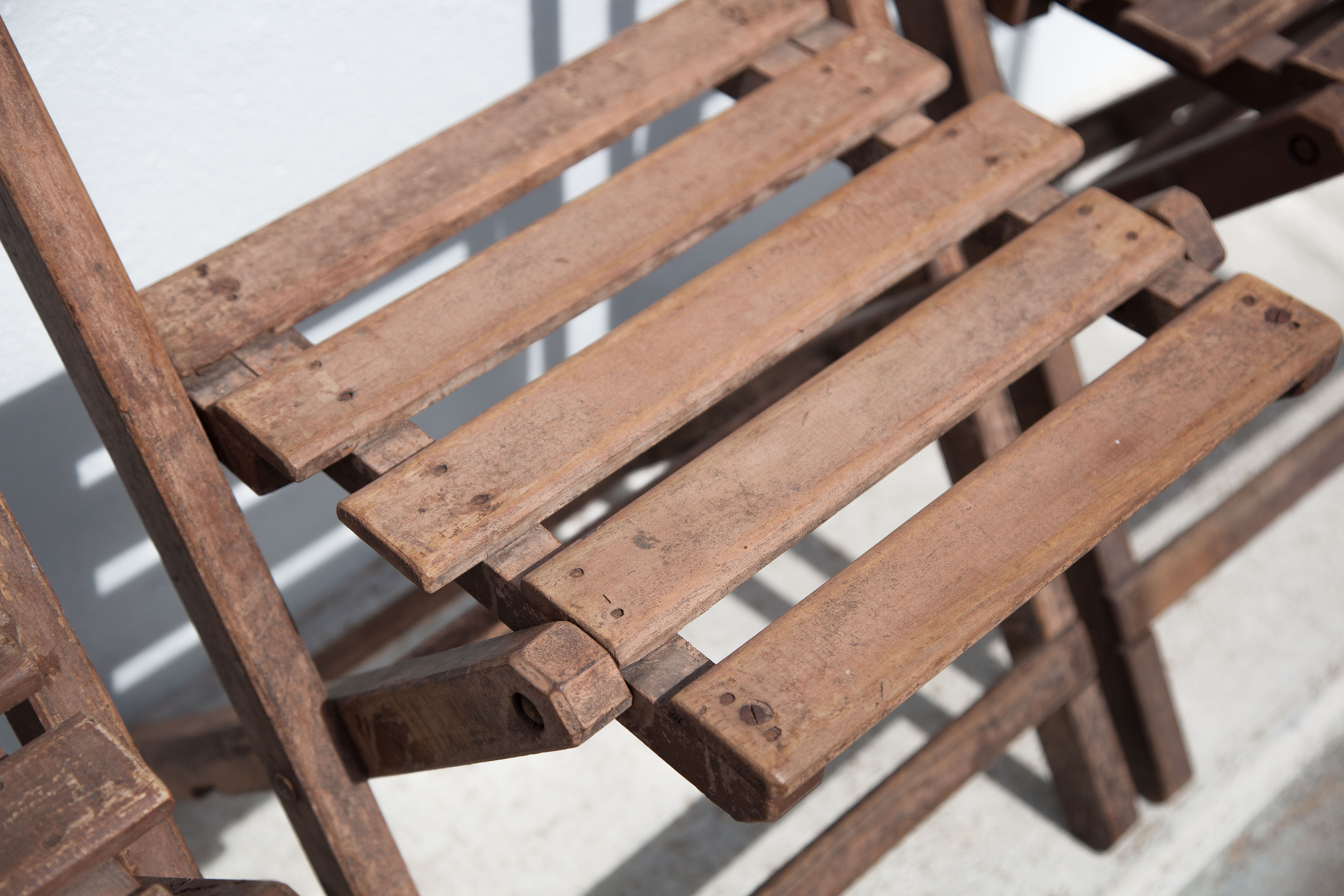 Set of 3 wooden folding chairs