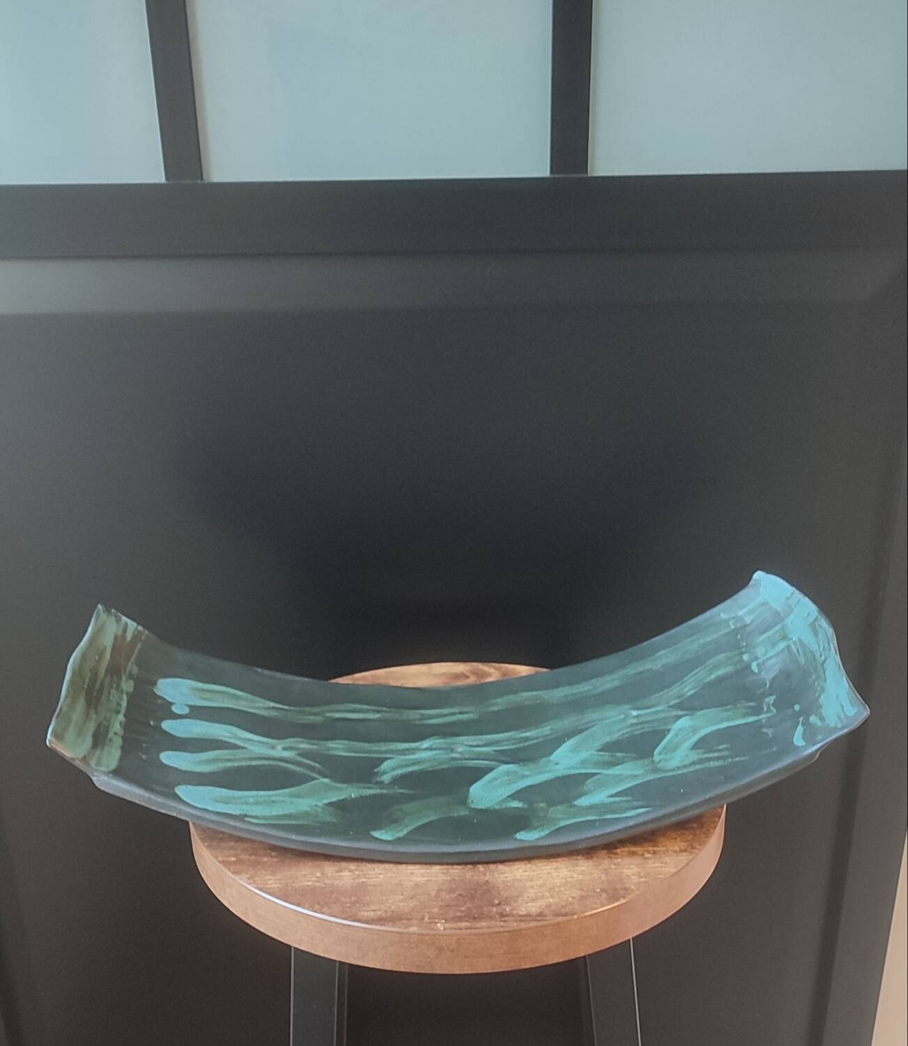 Large shallow dish (signed) in French studio stoneware from the 1960s-70s.