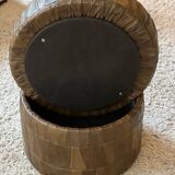 Pouf / coffre en patchwork de cuir kaki style De Sede