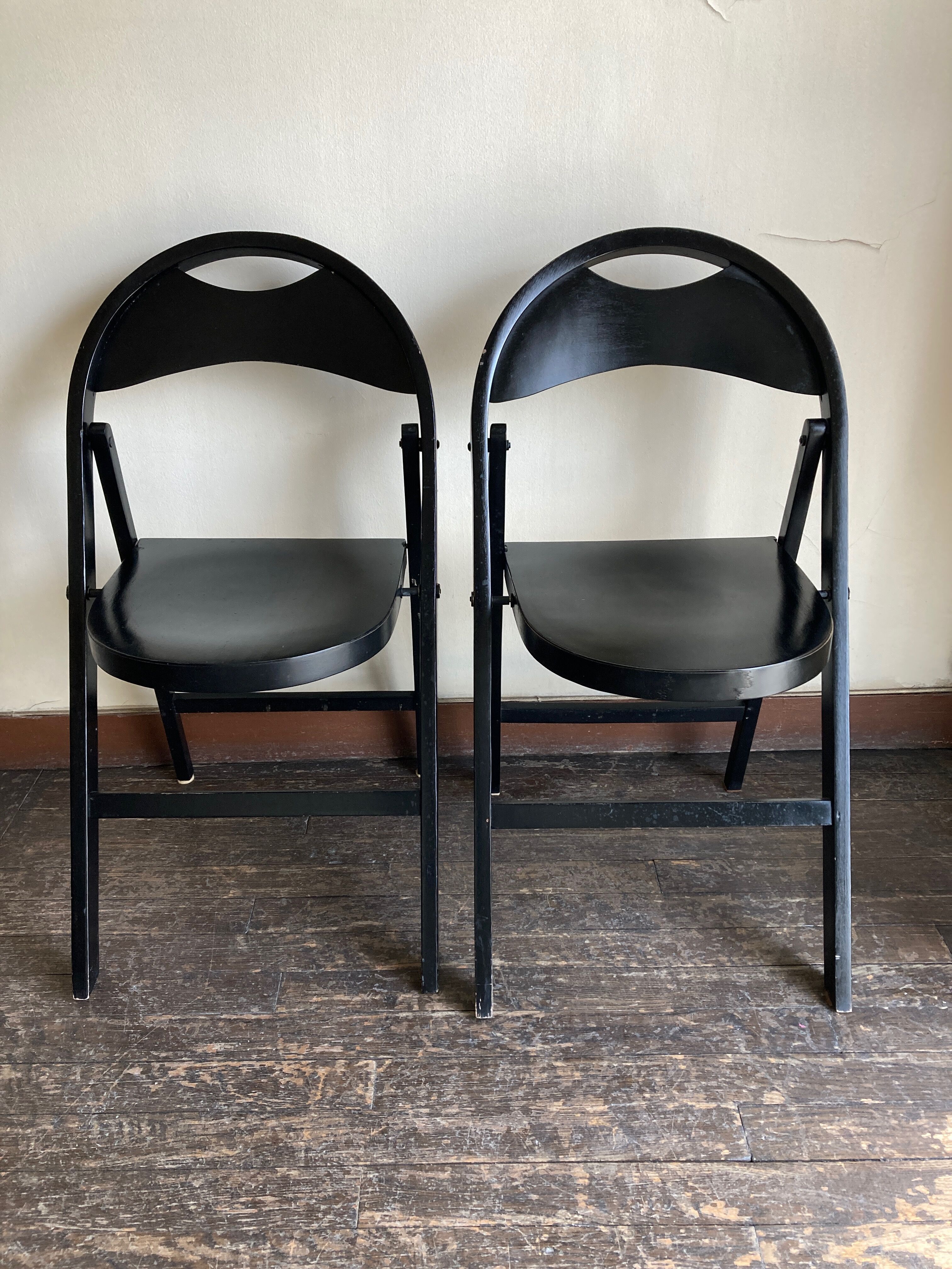 Pair of folding chairs Thonet 751 Bauhaus curved wood
