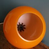 70s space age orange glass globe ball pendant light