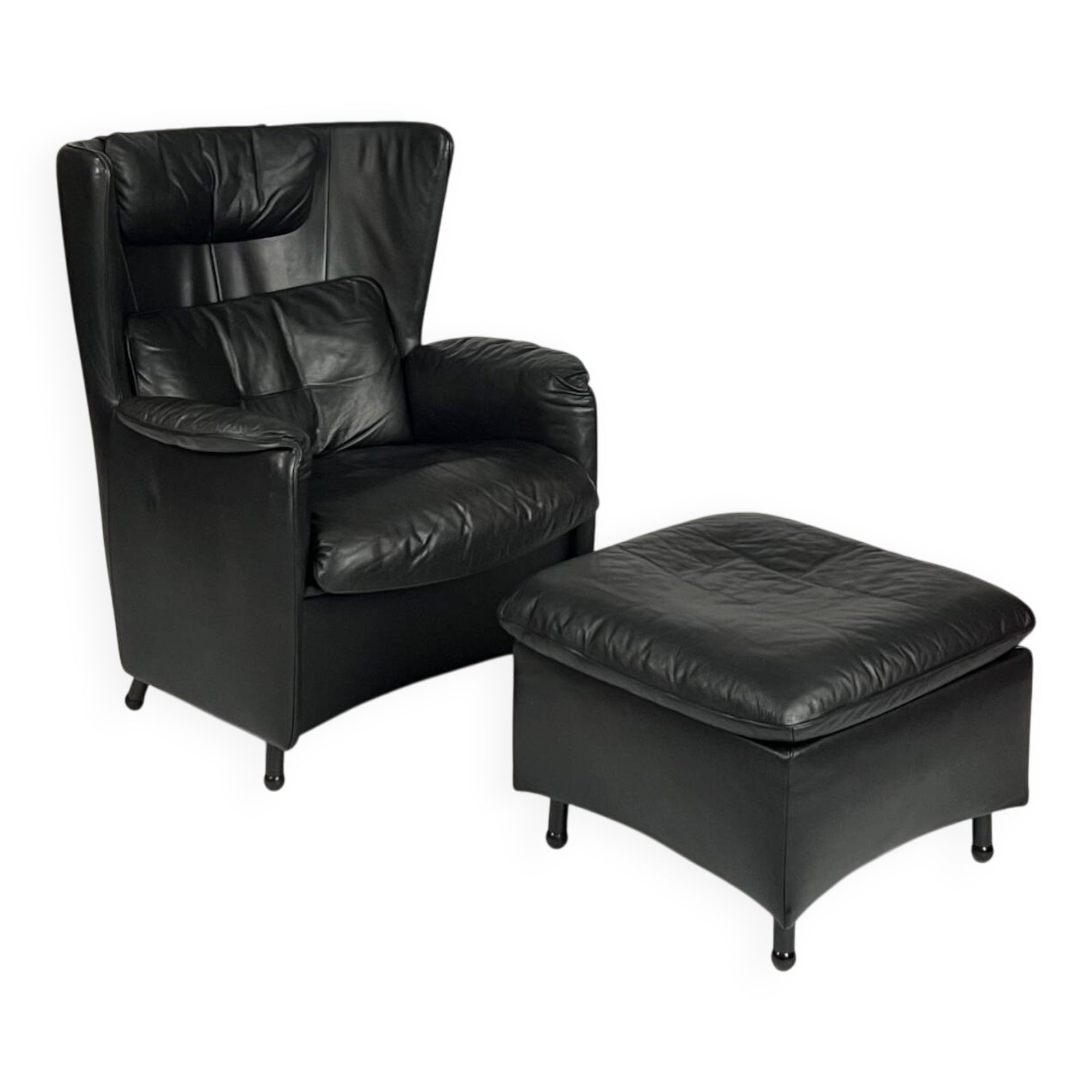 Vintage De Sede DS 23 armchair wing chair & ottoman leather chair