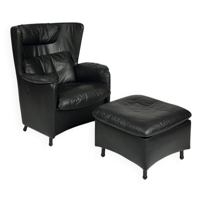 Fauteuil vintage De Sede DS 23 avec repose-pieds en cuir