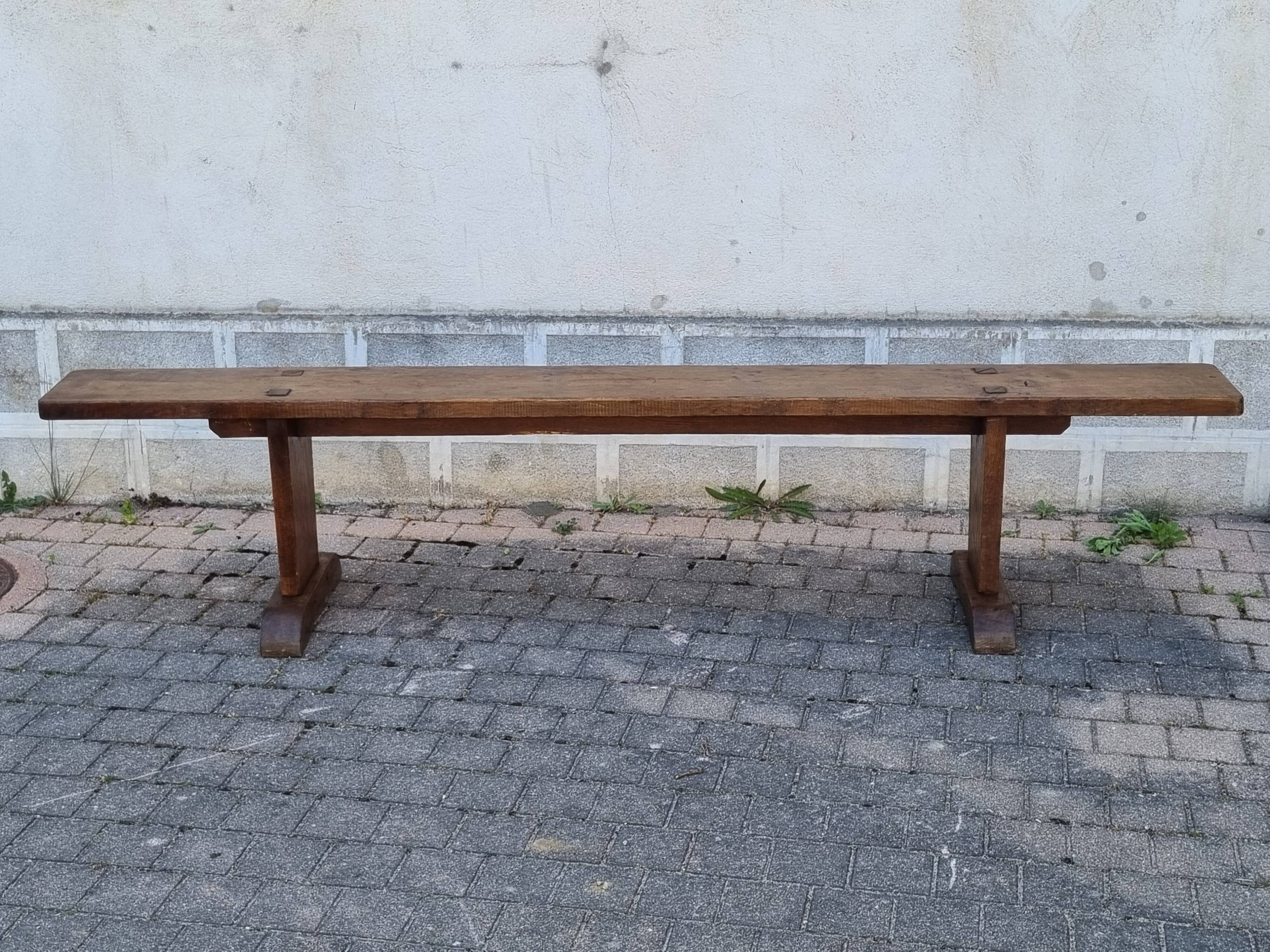 Brutalist farmhouse bench in solid oak 220 cm