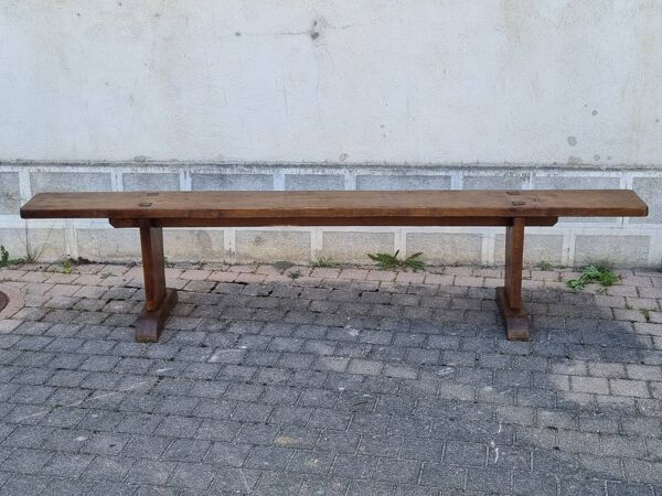 Banc brutaliste de ferme ancien en chêne massif 220 cm