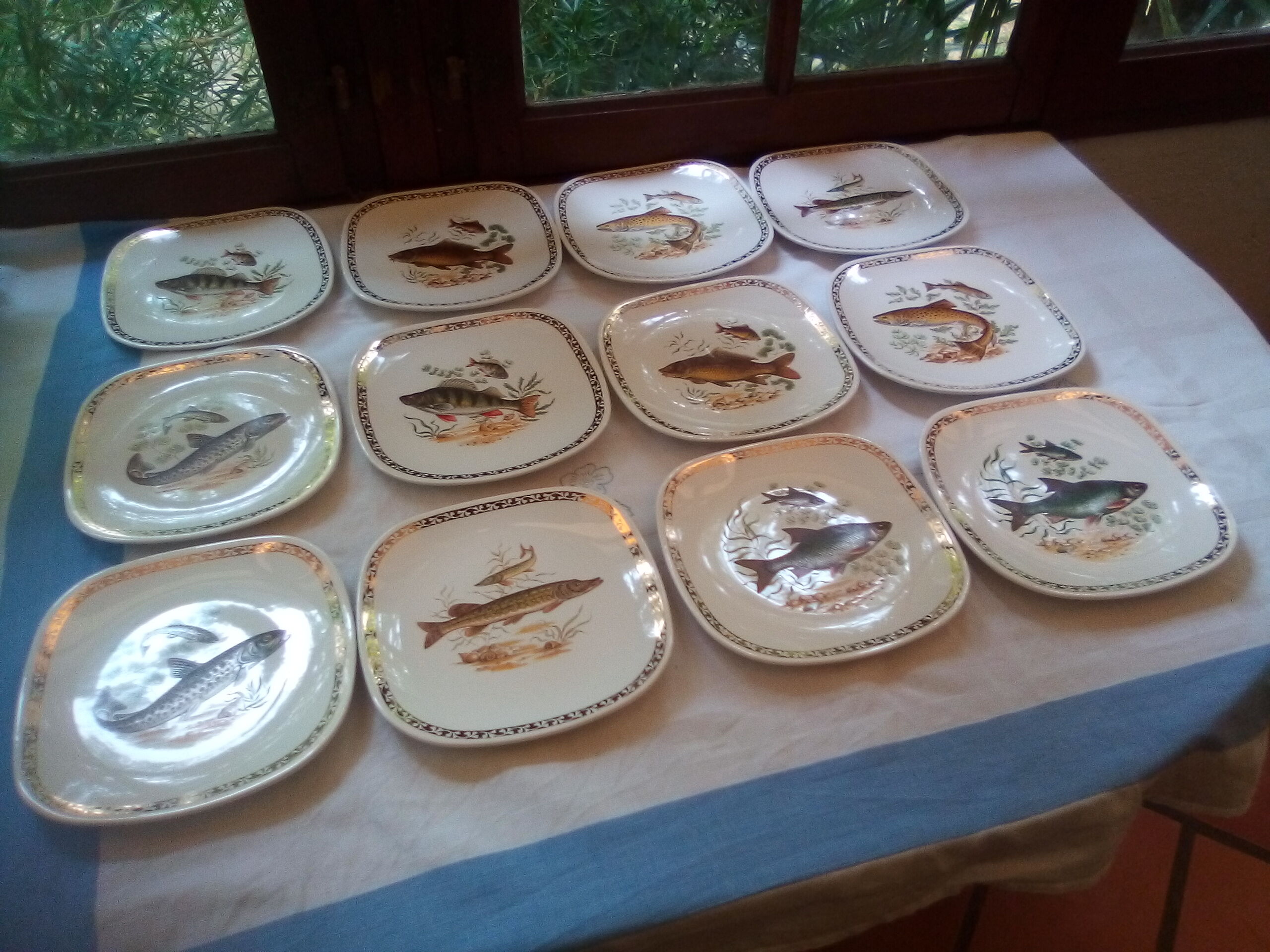 Set of 12 Longchamp plates and fish dish