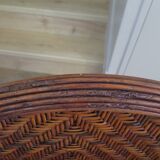 Two-seater banquette in woven rattan, wood and bamboo, 1980s.