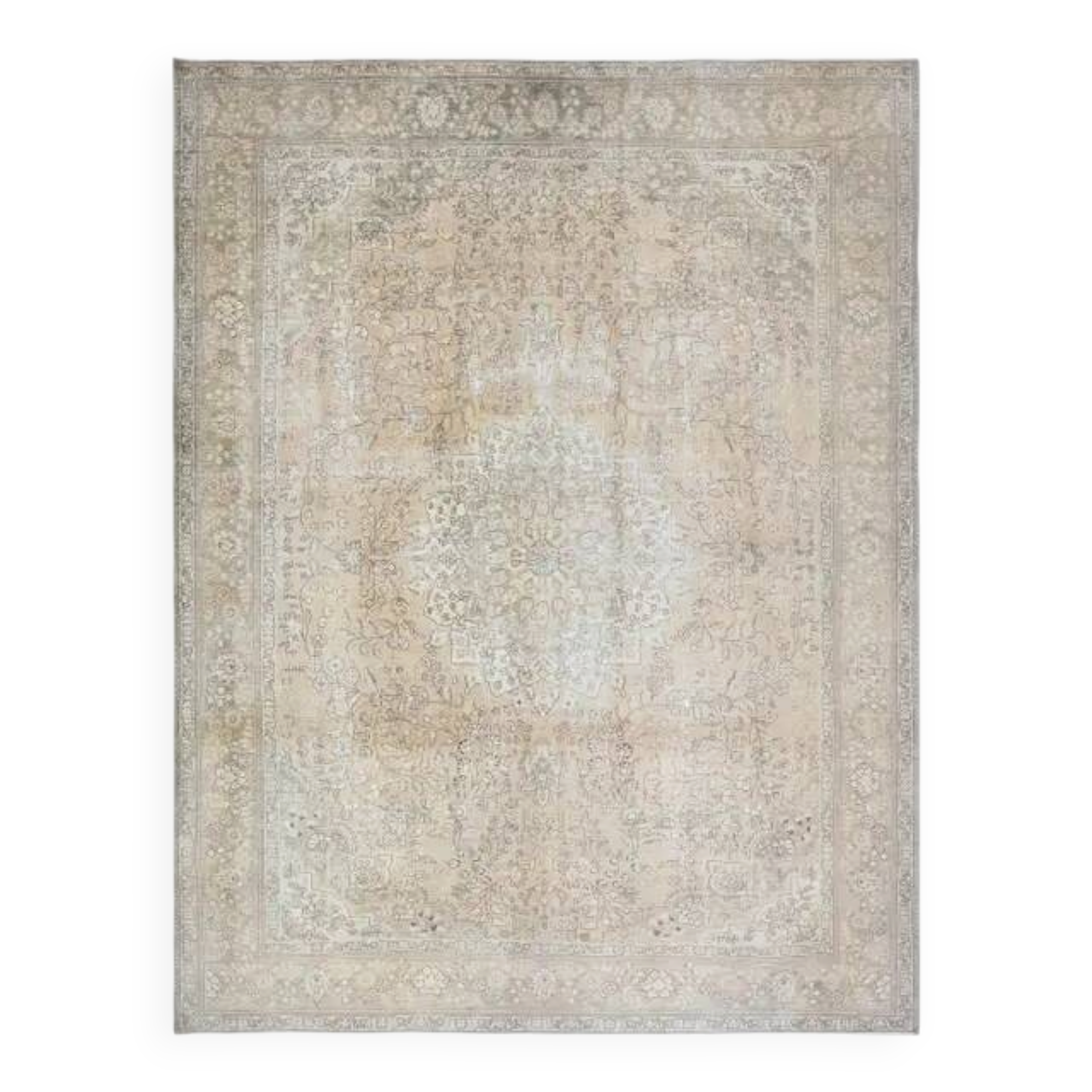 1970s Vintage Persian Handmade Wool Cotton Orange Area Rug 282x377