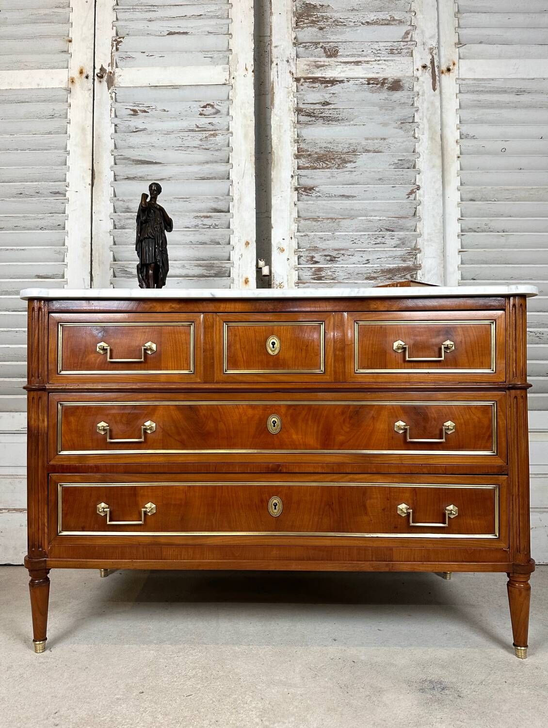 Louis XVI style chest of drawers in cherry wood, 20th century period
