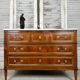 Louis XVI style chest of drawers in cherry wood, 20th century period
