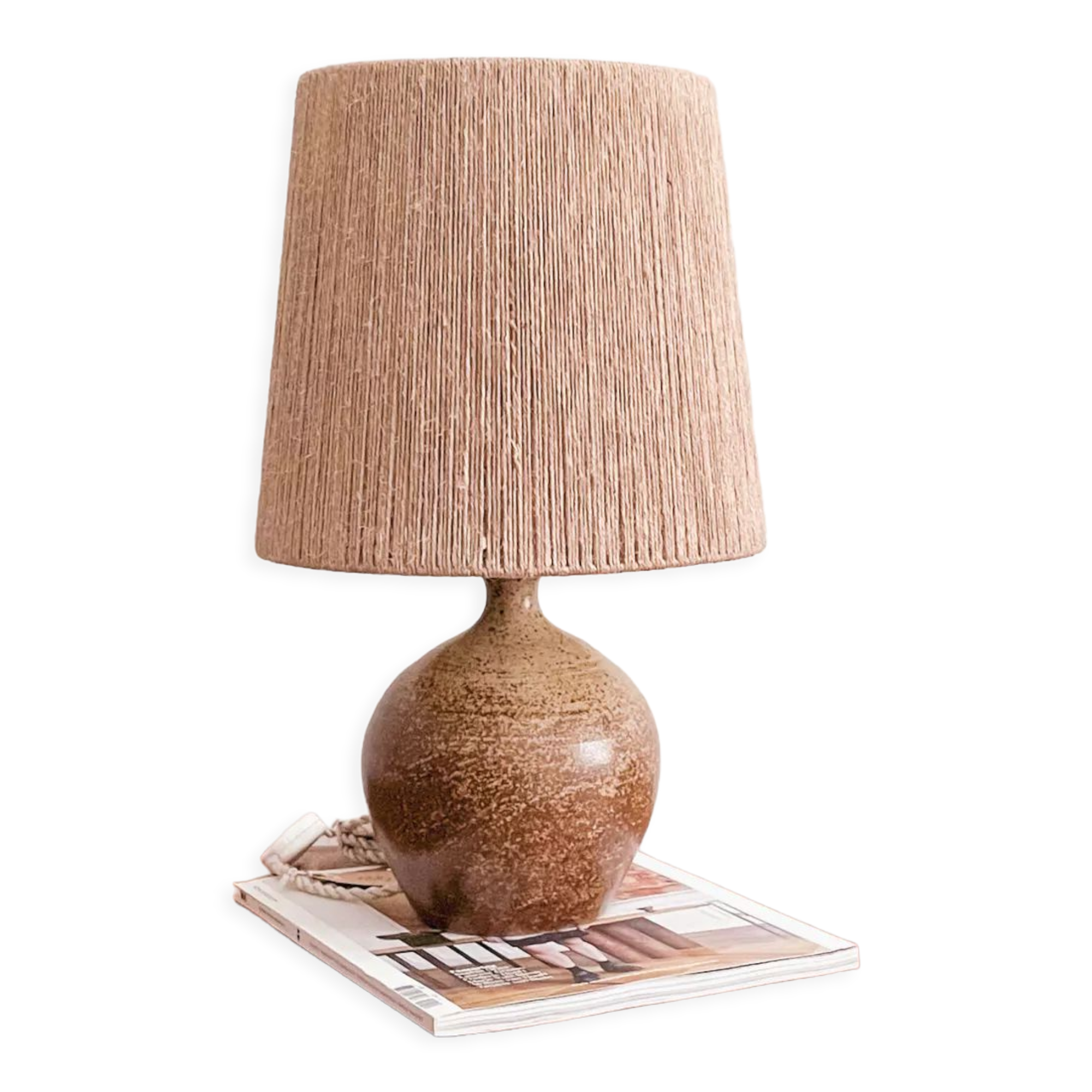 Sandstone and jute lamp