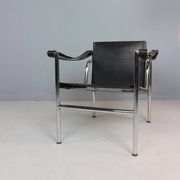Le Corbusier Vintage Black Leather Armchair Model- LC1 for Cassina, 1970s