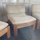 Three-module sofa in beige Alcantara