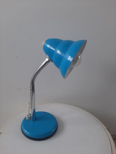 Lampe à poser en metal bleu vintage