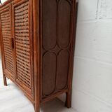 Vintage bamboo bookcase and canning