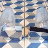 Pair of Keuco wall lights in bubbled glass