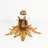 Small gilded floral flush mount light, Germany 1960s