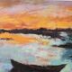 Boat at sunset, oil by Nicole Guieu