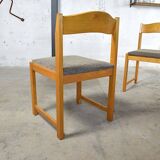 4 Chaises en Orme Vintage 1970 / 1980, 4 sièges en bois massif blond