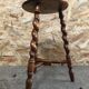Old milking stool twisted feet vintage wood