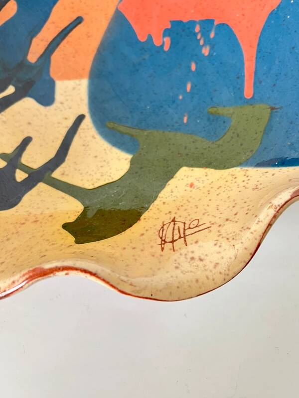 Abstract glazed ceramic fruit bowl / bowl / fruit basket