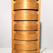 Cylindrical Pinewood Table Lamp In The Manner Of Hans-Agne Jakobsson, Sweden, Circa 1960S