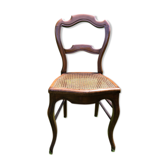 Old chair style louis philippe wood + seat cannée vintage