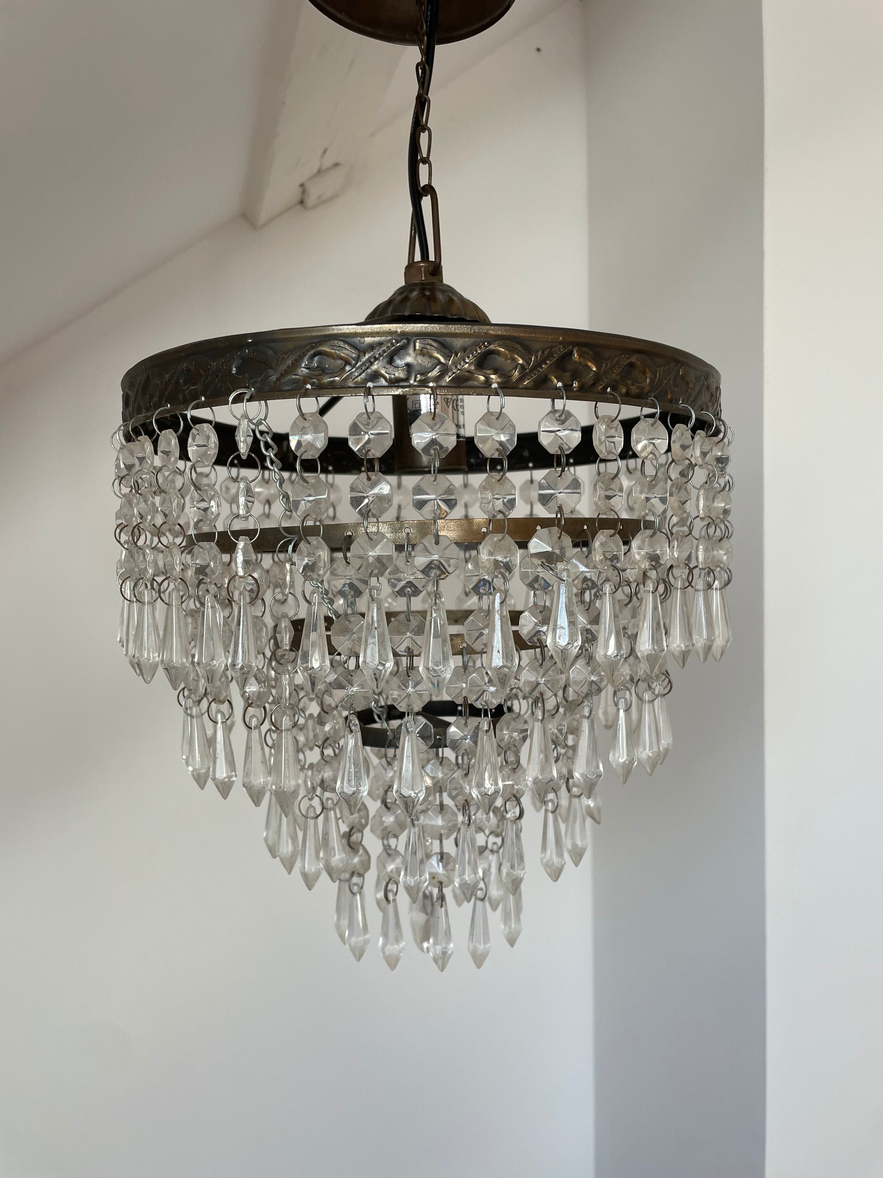 Old ceiling lamp, vintage tassel chandelier