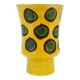 colorful hand-painted strehla gdr ceramic VASE yellow brown green polka dot