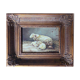 Painting bergerie signed B. Vaudron and frame