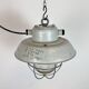 Grey Industrial Aluminium Cage Pendant Lamp with Frosted Glass, 1970s